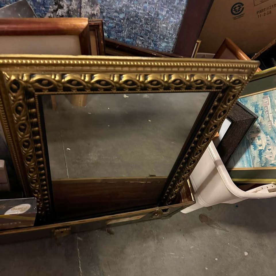 Vintage gold picture frame and home decor at Jimmy's Junk estate resale shop